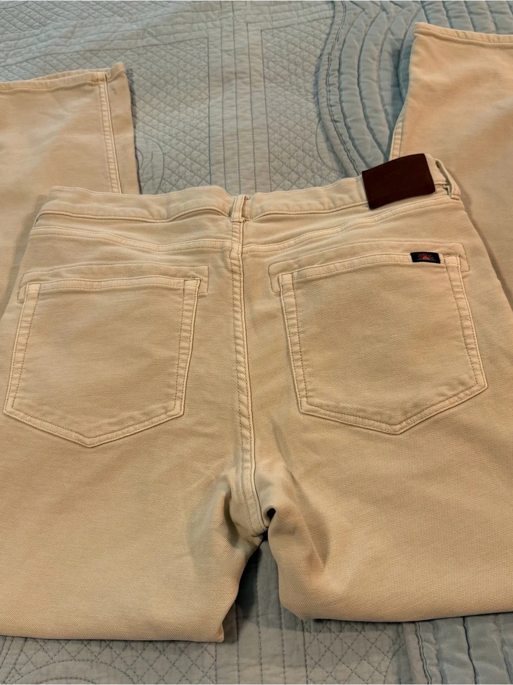 Faherty Men’s Ecru 5-Pocket Slim Straight Stretch Pants Size 31 Cream Jeans